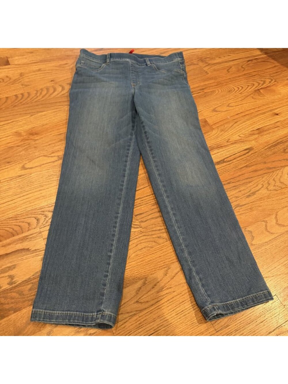 Spanx Womens Straight Leg Jeans XL Light Wash Pull On